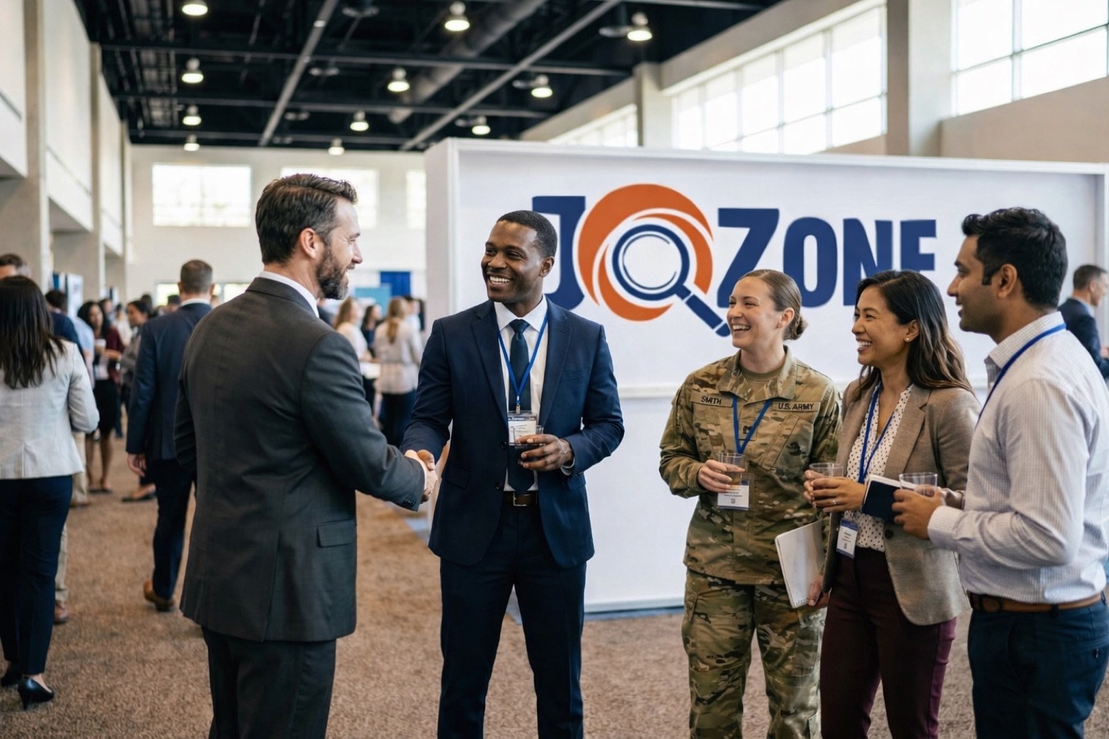 Job seekers and employers meeting face-to-face at a JobZone in-person DMV career fair